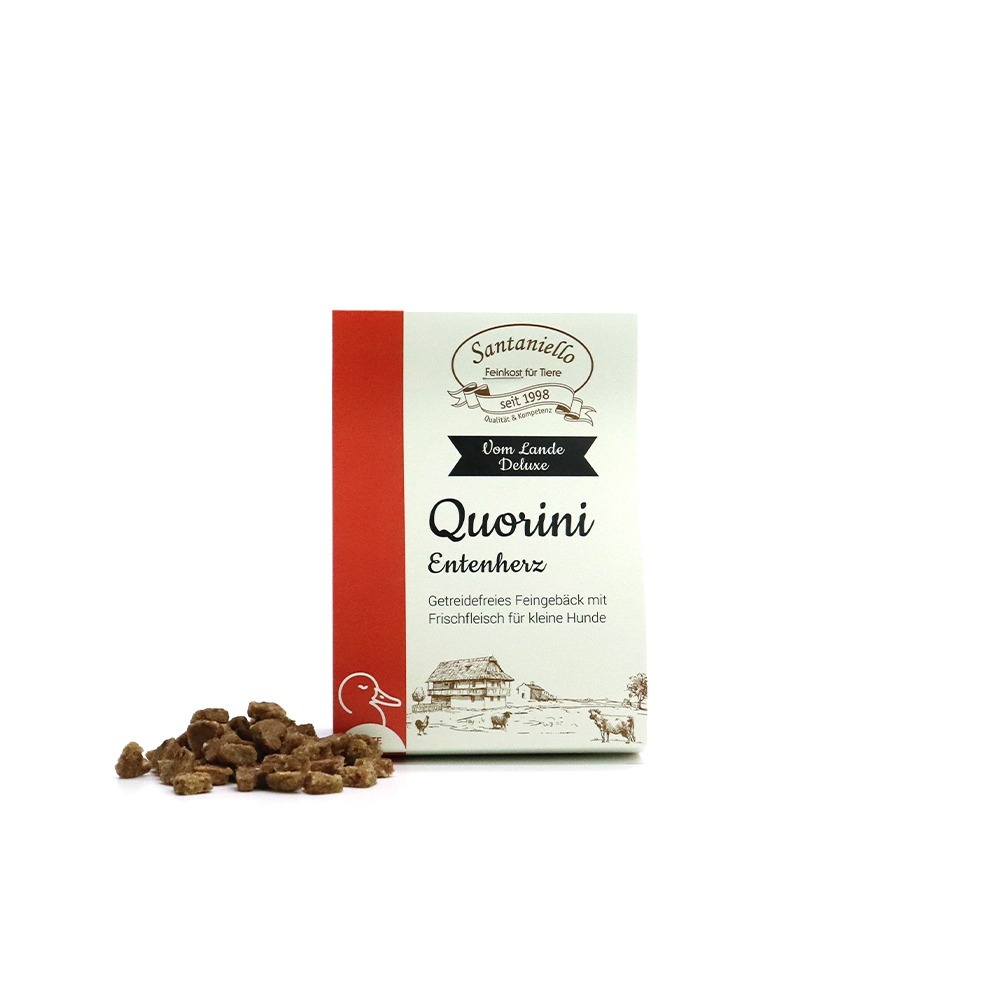Deluxe Feingebäck Quorini Entenherz Verpackung und Produkt