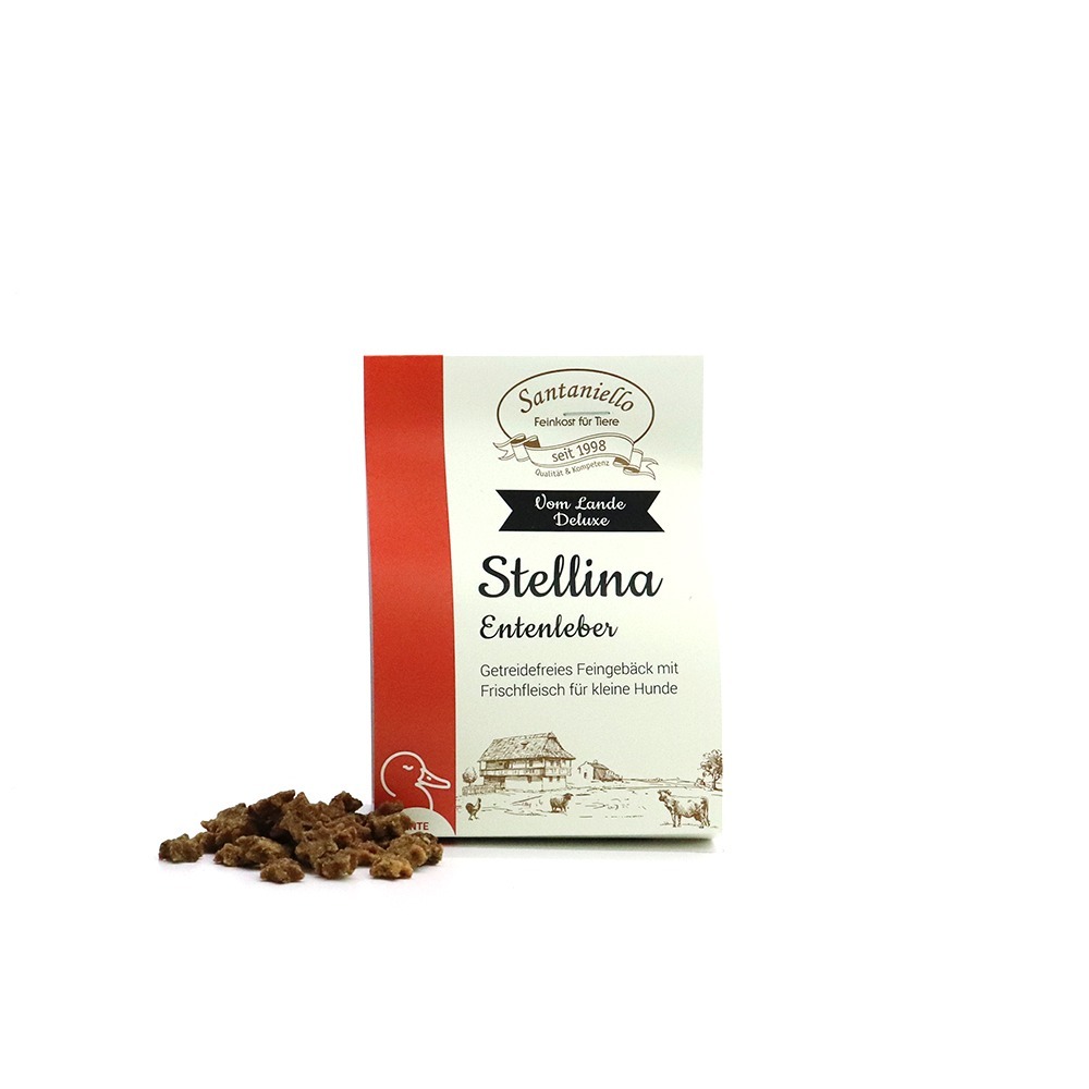 Deluxe Feingebäck Stellina Entenleber Verpackung und Produkt