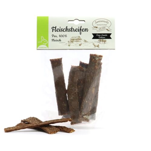 Deluxe Fleischstreifen Kaninchen Verpackung und Produkt