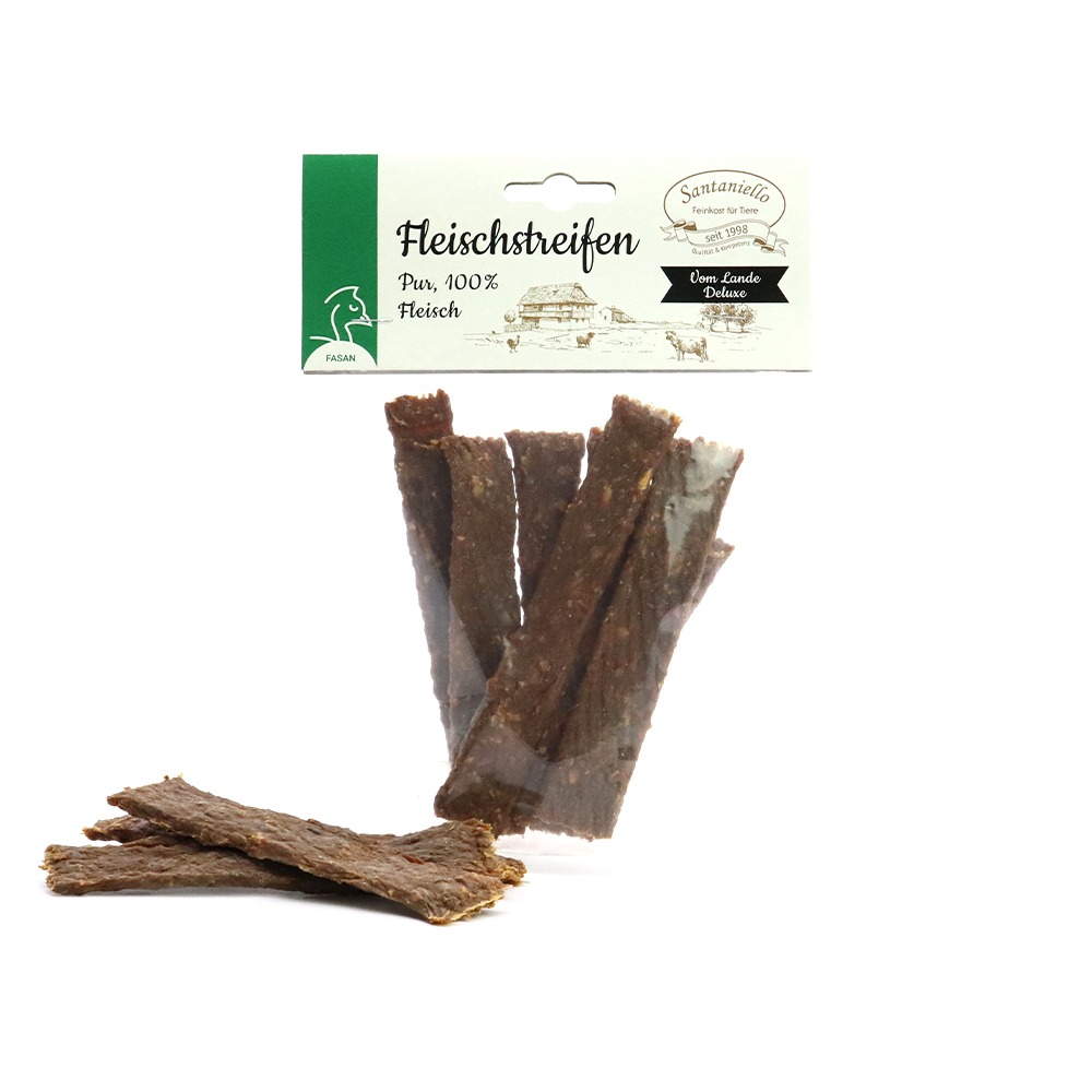 Deluxe Fleischstreifen Fasan Verpackung und Produkt