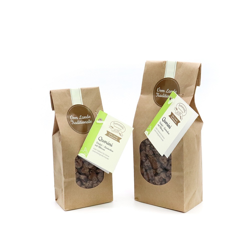 Traditionale Feingebäck Quorini Kaninchen 125 Gramm und 250 Gramm Verpackung