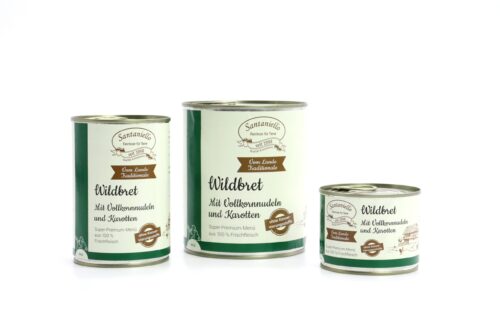 Traditionale Nassnahrung Nassnahrung Wildbret 200, 400 und 800 Gramm Dosen