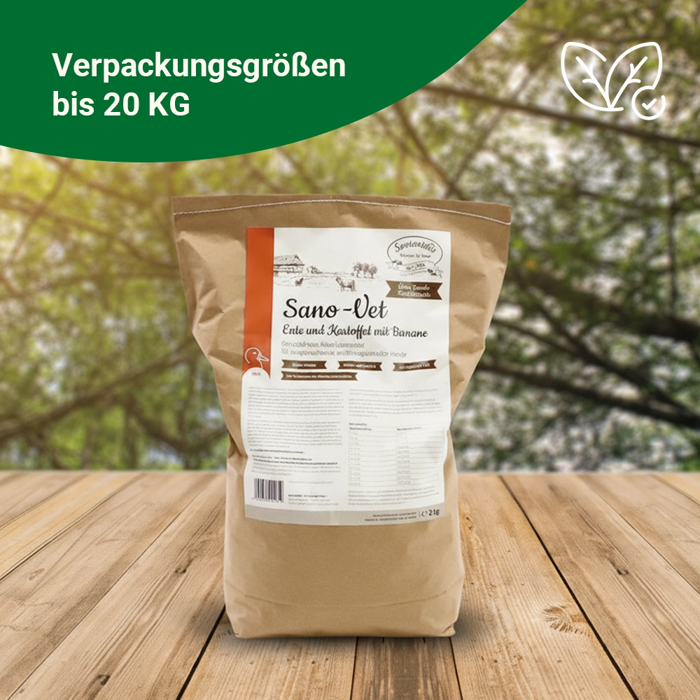 Sano-Vet – fettarme Schonkost für ernährungssensible Hunde – Singleprotein mit Ente (getreidefrei)